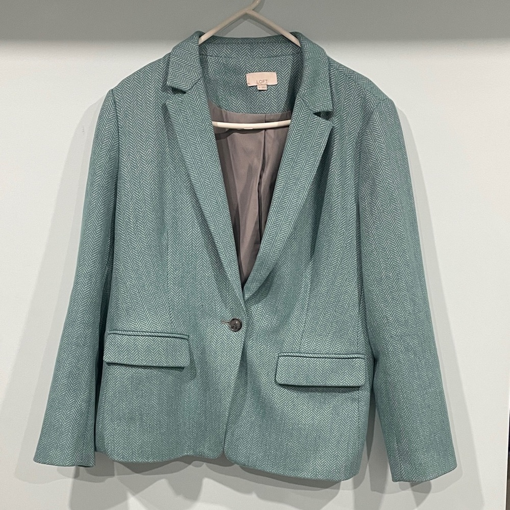 Women's LOFT Teal herringbone Blazer